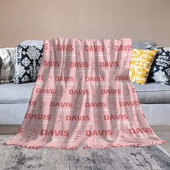 Lofaris Personalized Christmas Candy Cane Blanket with Custom Name Holiday Decor Throw for Kids Pink Xmas Gift