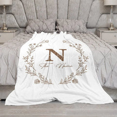 Lofaris Personalized Christmas Holly Blanket with Custom Name Festive Holiday Botanical Print Red Xmas Gift for Family