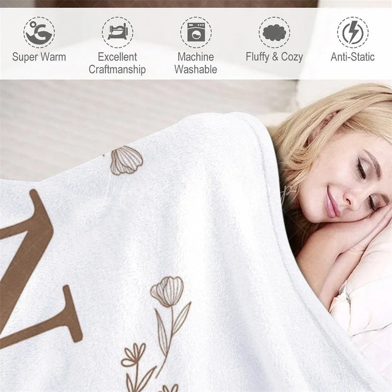 Lofaris Personalized Christmas Holly Blanket with Custom Name Festive Holiday Botanical Print Red Xmas Gift for Family