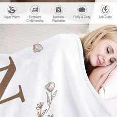 Lofaris Personalized Christmas Holly Blanket with Custom Name Festive Holiday Botanical Print Red Xmas Gift for Family