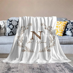 Lofaris Personalized Christmas Holly Blanket with Custom Name Festive Holiday Botanical Print Red Xmas Gift for Family