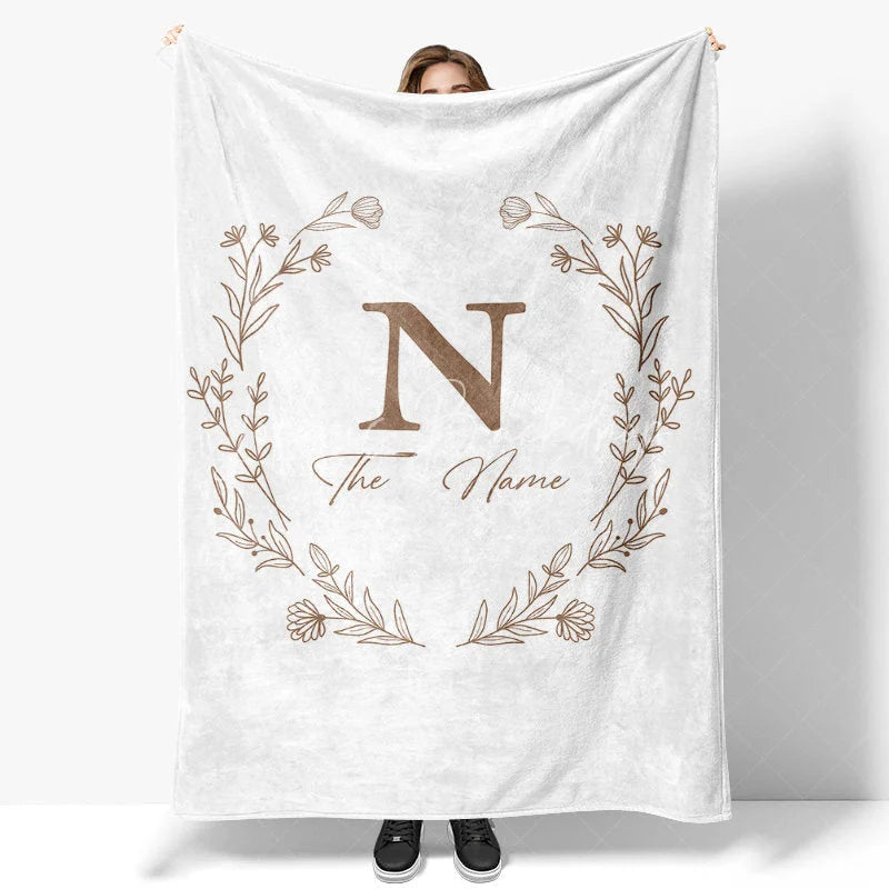 Lofaris Personalized Christmas Holly Blanket with Custom Name Festive Holiday Botanical Print Red Xmas Gift for Family