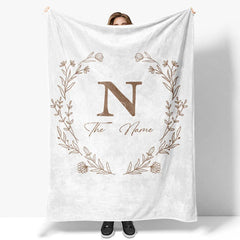 Lofaris Personalized Christmas Holly Blanket with Custom Name Festive Holiday Botanical Print Red Xmas Gift for Family