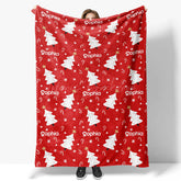 Lofaris Personalized Christmas Tree Blanket with Custom Name Red Holiday Decor White Trees Xmas Gift for Girls
