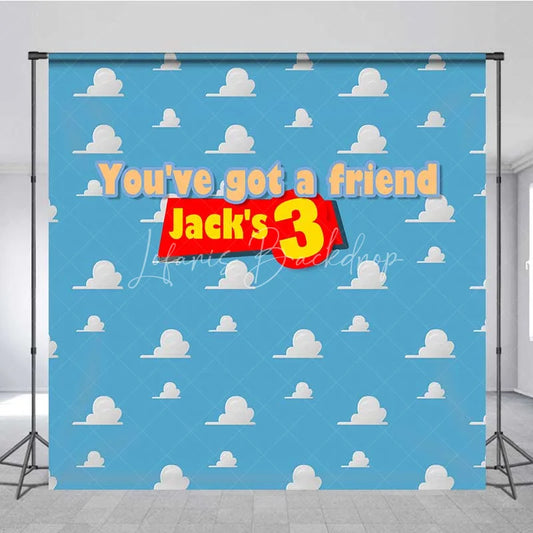 Lofaris Personalized Cloud Sky Custom Birthday Backdrop Blue Cartoon Clouds Boys Kids Party Photography Background