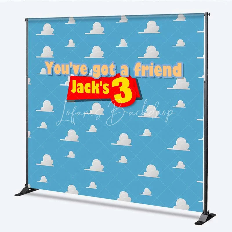 Lofaris Personalized Cloud Sky Custom Birthday Backdrop Blue Cartoon Clouds Boys Kids Party Photography Background