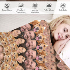 Lofaris Personalized Collage Photo Blanket with Custom Faces Add Pictures of Family and Pets Funny Novelty Gift