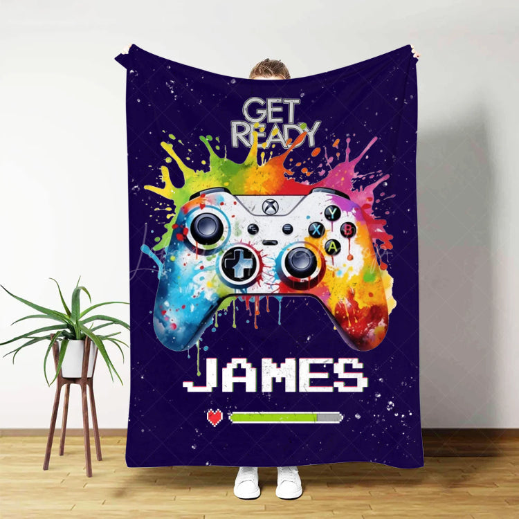 Lofaris Personalized Color Ink Get Ready Gamepad Blanket with Name