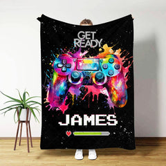 Lofaris Personalized Color Ink Get Ready Gamepad Blanket with Name