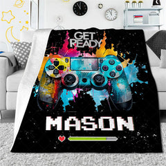 Lofaris Personalized Color Ink Get Ready Gamepad Blanket with Name