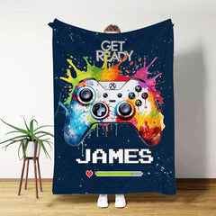 Lofaris Personalized Color Ink Get Ready Gamepad Blanket with Name