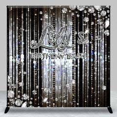 Lofaris Personalized Diamond Birthday Bash Backdrop Luxury Silver Glitter Glamour Party Banner