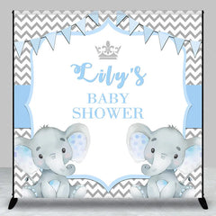 Lofaris Personalized Elephant Baby Shower Backdrop Blue Little Peanut Grey Chevron Party Supplies for Boy