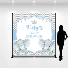 Lofaris Personalized Elephant Baby Shower Backdrop Blue Little Peanut Grey Chevron Party Supplies for Boy