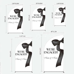 Lofaris Personalized Engagement Half Moon Arch Backdrop Black Bow Minimalist Wedding Sign Decoration