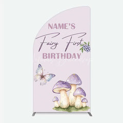 Lofaris Personalized Fairy First Birthday Half Moon Arch Backdrop Watercolor Mushroom Butterfly Decor