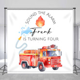 Lofaris Personalized Fire Truck 4th Birthday Backdrop Sound The Alarm Firefighter Theme Custom Name Watercolor Party Decor