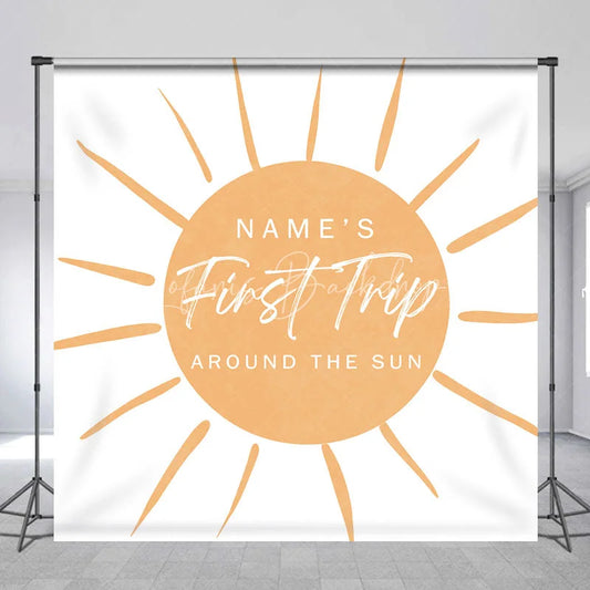 Lofaris Personalized First Trip Around The Sun Backdrop Custom Name Boho 1st Birthday Party Banner