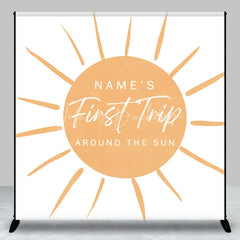 Lofaris Personalized First Trip Around The Sun Backdrop Custom Name Boho 1st Birthday Party Banner