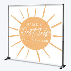 Lofaris Personalized First Trip Around The Sun Backdrop Custom Name Boho 1st Birthday Party Banner