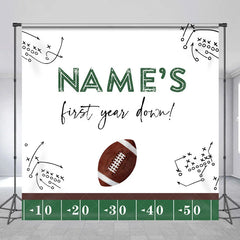 Lofaris Personalized Football First Year Down Birthday Backdrop Custom Name 1st Party Banner