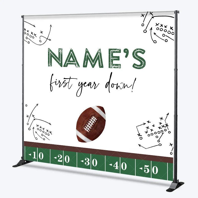 Lofaris Personalized Football First Year Down Birthday Backdrop Custom Name 1st Party Banner