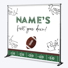 Lofaris Personalized Football First Year Down Birthday Backdrop Custom Name 1st Party Banner