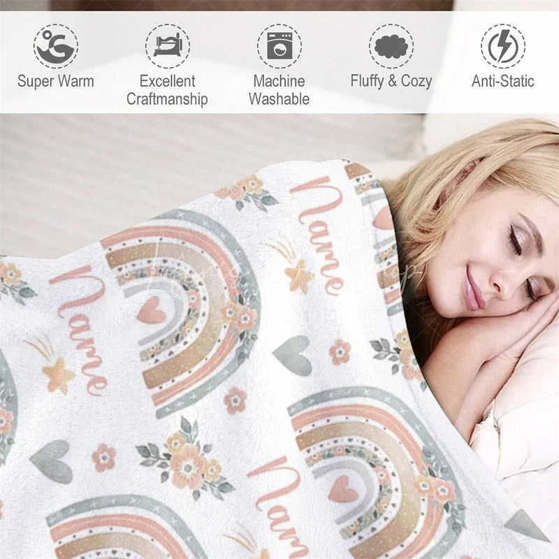 Lofaris Personalized Gingerbread Man Christmas Blanket with Custom Name Fun Holiday Cookie Print Red Xmas Gift for Kids