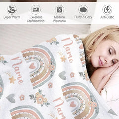 Lofaris Personalized Gingerbread Man Christmas Blanket with Custom Name Fun Holiday Cookie Print Red Xmas Gift for Kids