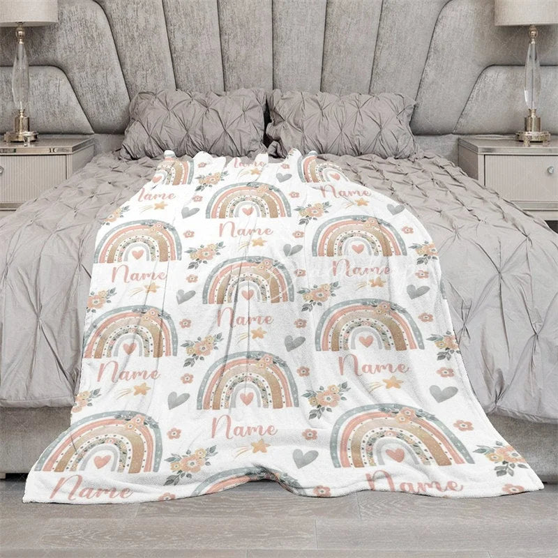 Lofaris Personalized Gingerbread Man Christmas Blanket with Custom Name Fun Holiday Cookie Print Red Xmas Gift for Kids