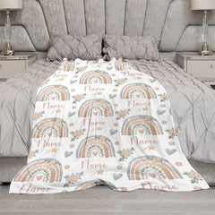 Lofaris Personalized Gingerbread Man Christmas Blanket with Custom Name Fun Holiday Cookie Print Red Xmas Gift for Kids