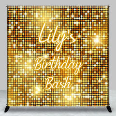 Lofaris Personalized Gold Glitter Custom Birthday Backdrop Sparkling Sequin Design for Festive Party Celebration Decor