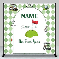 Lofaris Personalized Golf First Birthday Backdrop Mastered His Year Argyle Green Party Decoration