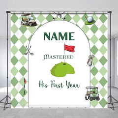 Lofaris Personalized Golf First Birthday Backdrop Mastered His Year Argyle Green Party Decoration
