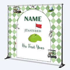 Lofaris Personalized Golf First Birthday Backdrop Mastered His Year Argyle Green Party Decoration