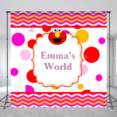 Lofaris Personalized Kids Monster World Birthday Backdrop Red Furry Friend Inspired Custom Name Polka Dot Party Decor