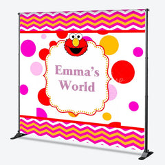 Lofaris Personalized Kids Monster World Birthday Backdrop Red Furry Friend Inspired Custom Name Polka Dot Party Decor