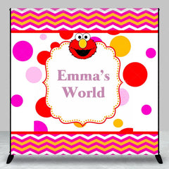 Lofaris Personalized Kids Monster World Birthday Backdrop Red Furry Friend Inspired Custom Name Polka Dot Party Decor