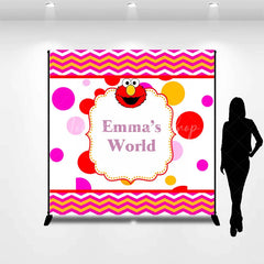 Lofaris Personalized Kids Monster World Birthday Backdrop Red Furry Friend Inspired Custom Name Polka Dot Party Decor
