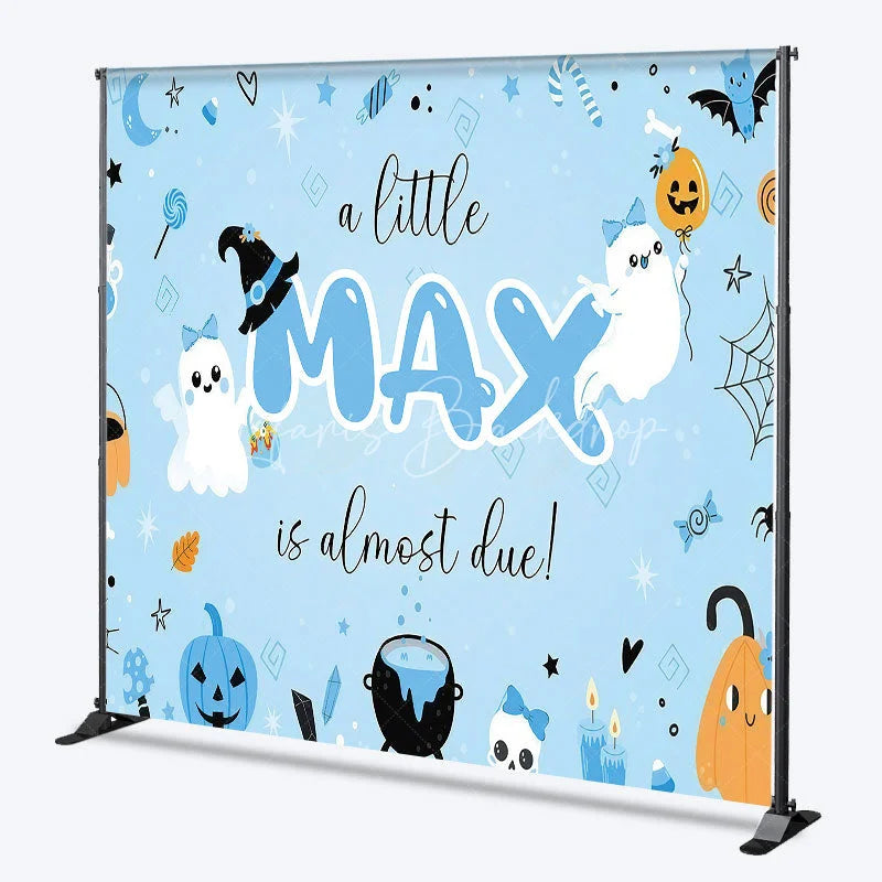 Lofaris Personalized Light Blue Halloween Baby Shower Custom Backdrop Cute Ghosts and Pumpkins for Little One Due