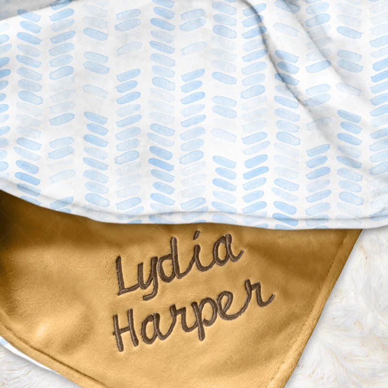 Lofaris Personalized Light Blue Stripe Minky Baby Blanket
