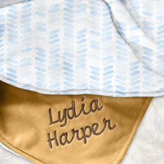 Lofaris Personalized Light Blue Stripe Minky Baby Blanket