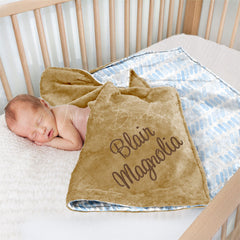 Lofaris Personalized Light Blue Stripe Minky Baby Blanket
