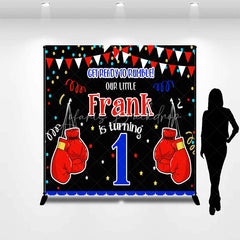 Lofaris Personalized Little Champ First Birthday Backdrop Boxing Theme with Red Gloves Custom Name Main Event Party