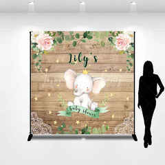 Lofaris Personalized Little Peanut Elephant Wood Backdrop Royal Floral Baby Shower Party Decoration