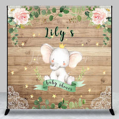 Lofaris Personalized Little Peanut Elephant Wood Backdrop Royal Floral Baby Shower Party Decoration