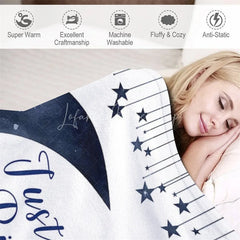 Lofaris Personalized Name Blanket for Boy Custom Moon and Stars Navy Blue Pine Trees Nursery Decor Swaddle