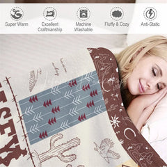 Lofaris Personalized Name Blanket for Boy Custom Western Cowboy Baby Rustic Cactus Nursery Decor Swaddle