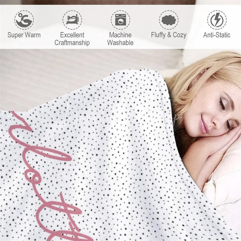 Lofaris Personalized Name Blanket for Girl Custom Boho Rainbow Polka Dot Pastel Nursery Swaddle Decor