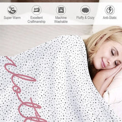 Lofaris Personalized Name Blanket for Girl Custom Boho Rainbow Polka Dot Pastel Nursery Swaddle Decor